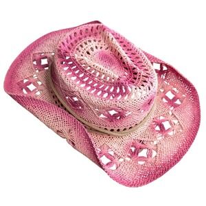 Pink Straw Cowboy Hat Xhimmo Ombre Women's Western Sun Hat Girly Y2K Festival